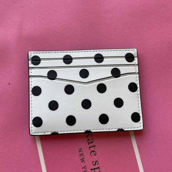 Kate Spade Staci Small Slim Cardholder Dot Printed Cream Multi - Picture 10 of 16